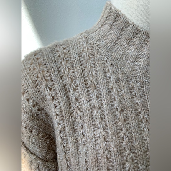 Open Knit Mock Neck Long Sleeve Sweater - Picture 11 of 14